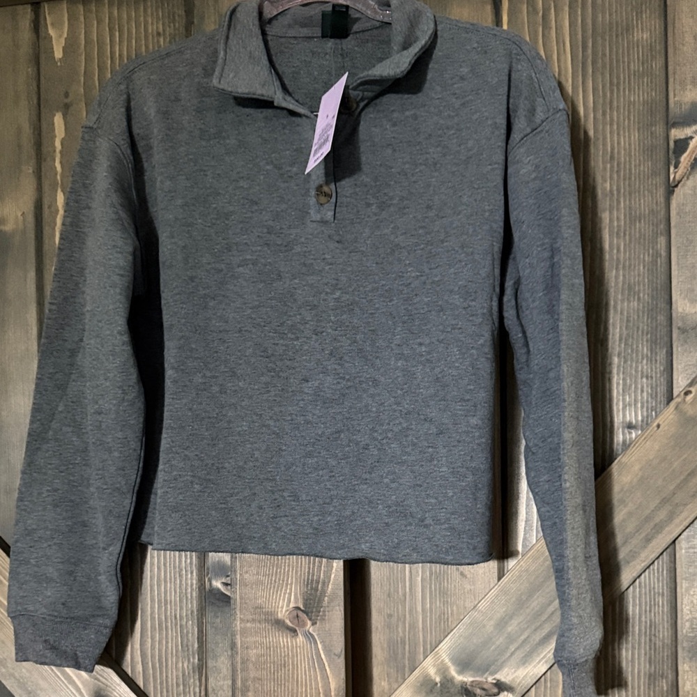 Wild Fable Gray Button-Up Top